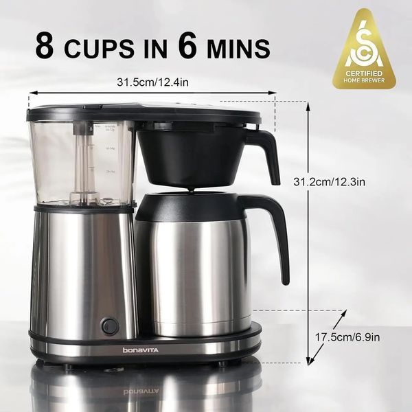 Фільтр кавоварка Bonavita Connoisseur 8 Cup Stainless Steel Carafe BV1900TS-CE фото