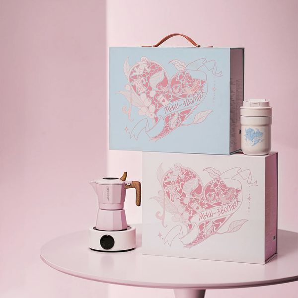 Подарунковий набір для приготування гейзерної кави 5 в 1 MHW-3BOMBER Flipped Mokka Pot Gift Box Блакитний (CS7076BL-OS) 0f69143c фото